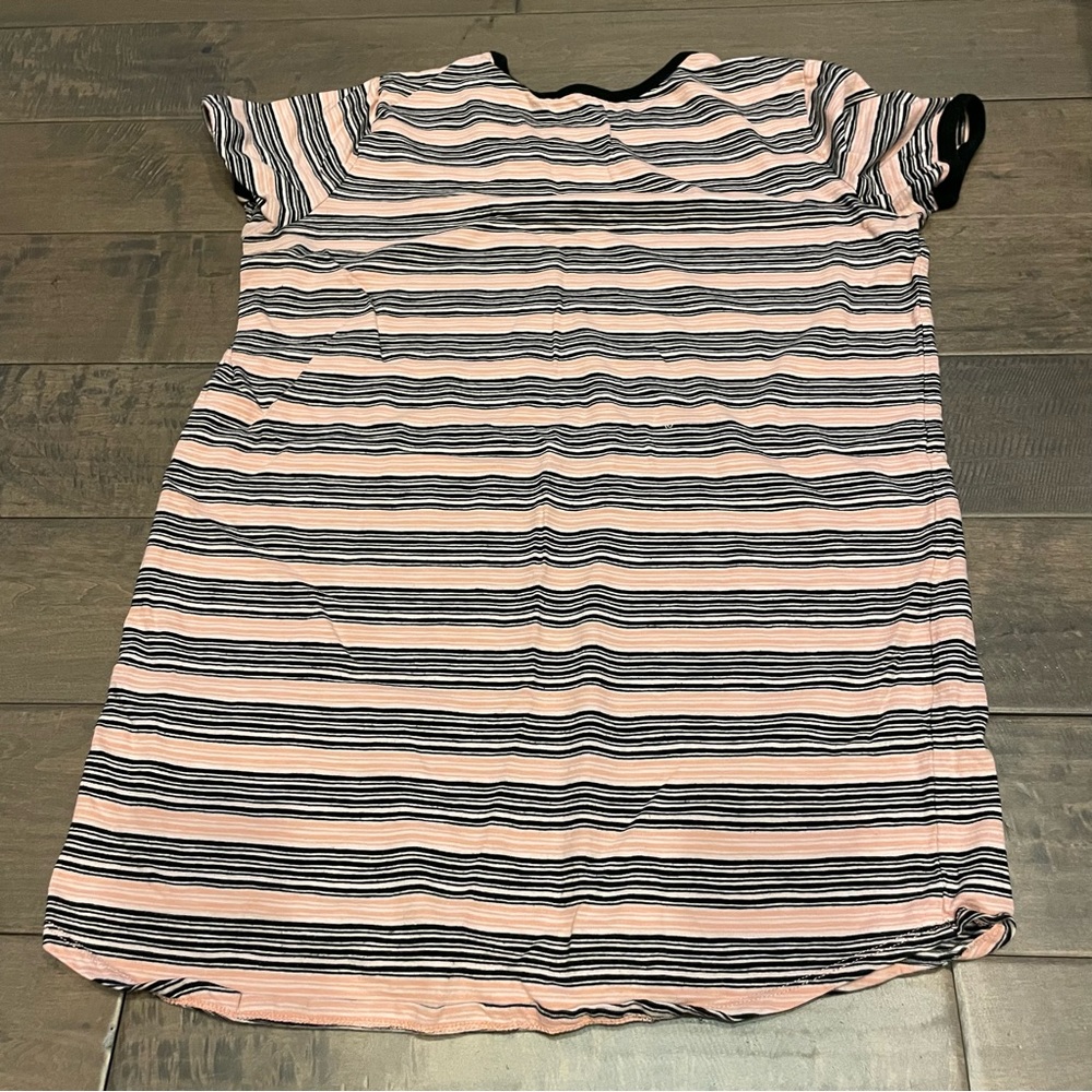 VANS Pink and Black Striped T-shirt Dress Size Small